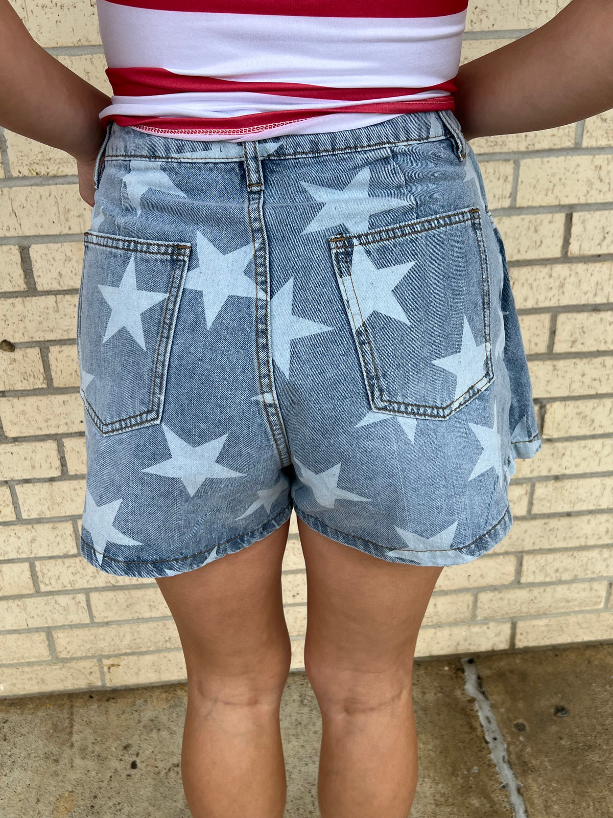 4th Of July Star Printed Denim Wrap Skort