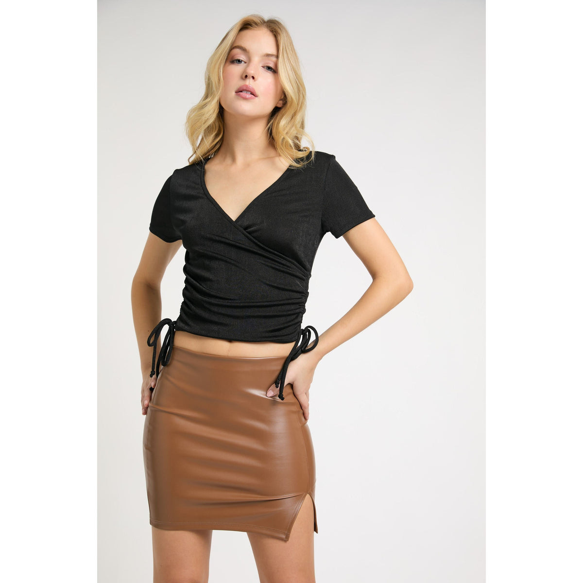 LANELL Brown slit Skirt