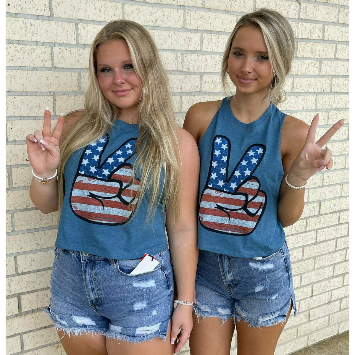 Peace Sign Flag Crop Tank 4th of july