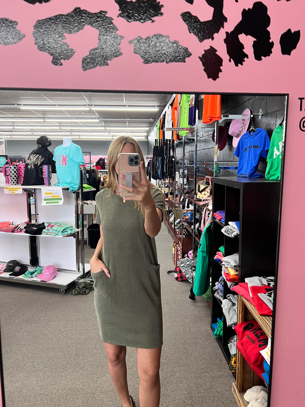 Fall Olive ribbed Pocket Dress