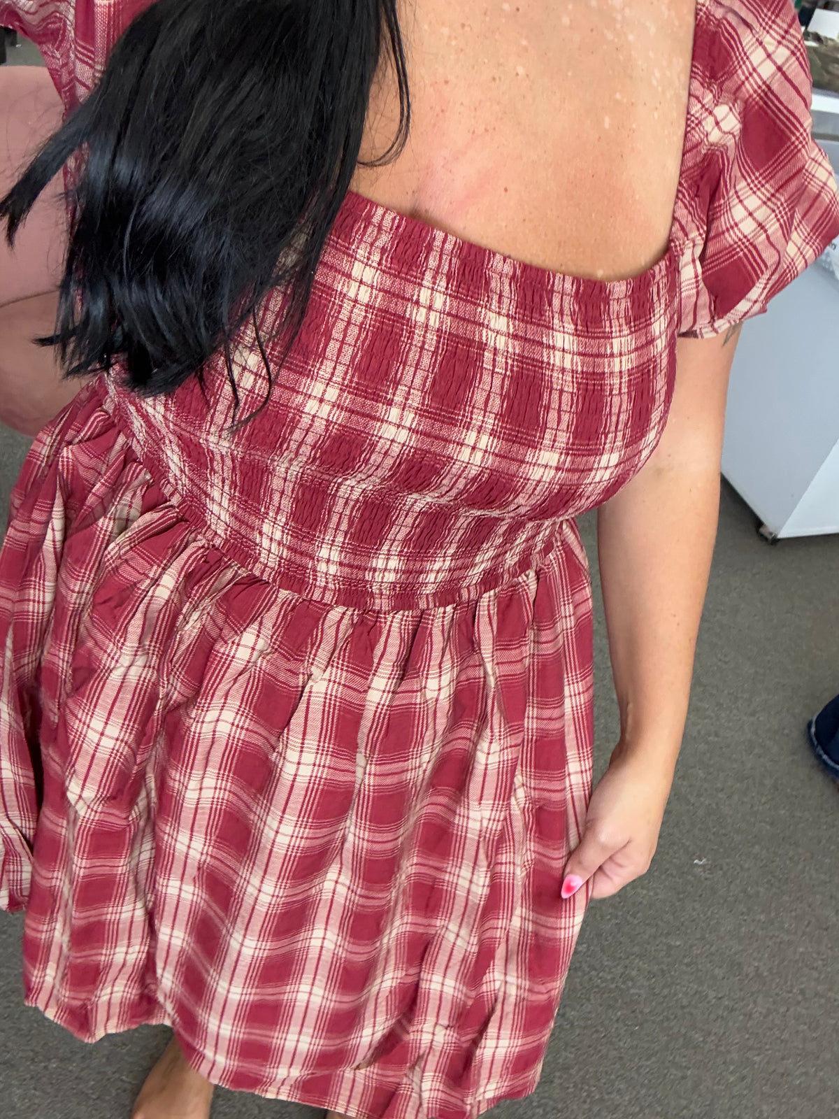 Rachel Red and Tan Plaid Dress