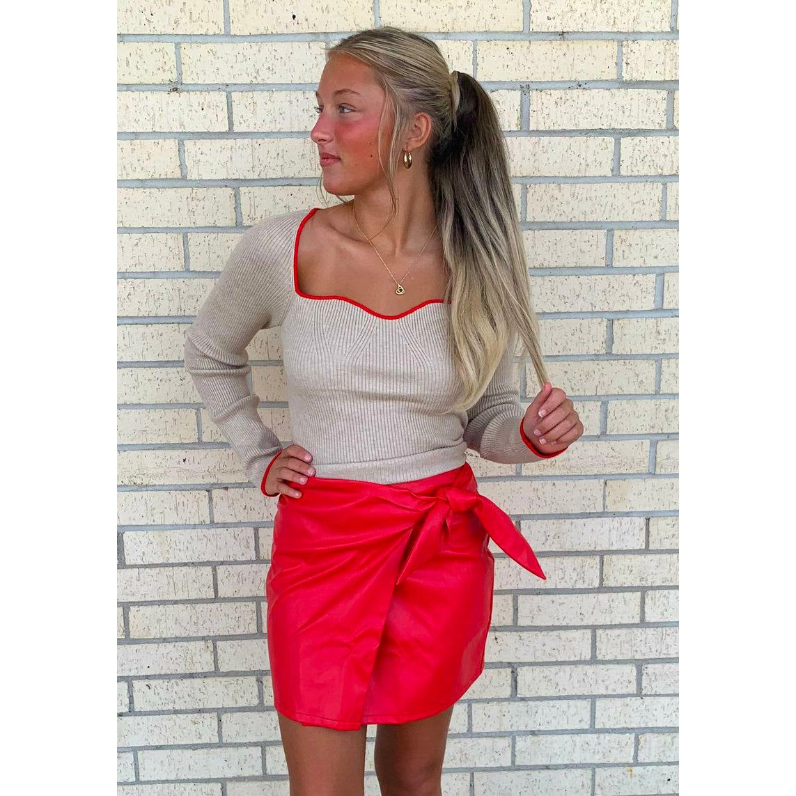 Layla Red Crossover Skort