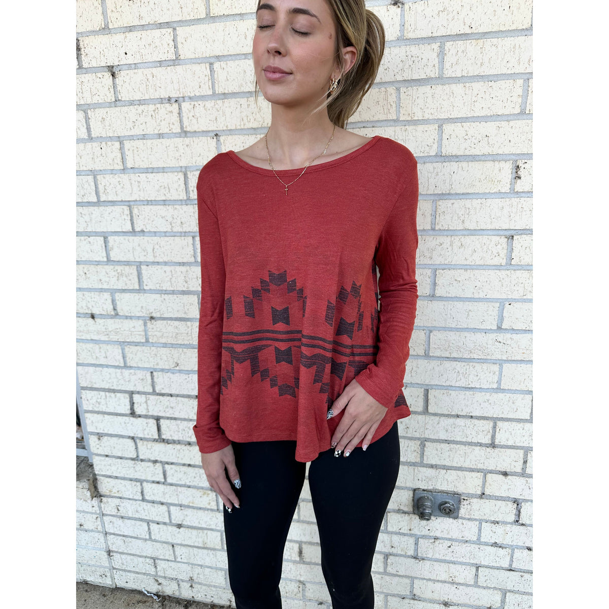 Whitney Aztec Boat Neck Top