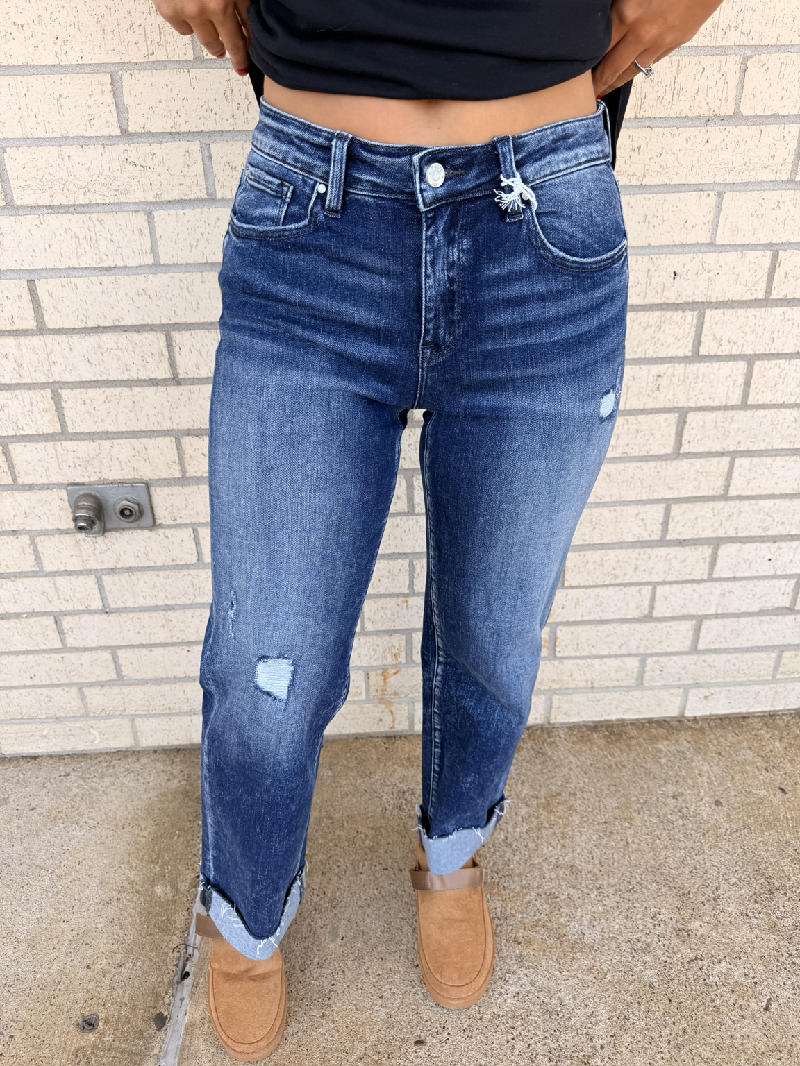 Dallas High Rise Stretch Wide Leg w/ Cuffed Hem Jeans