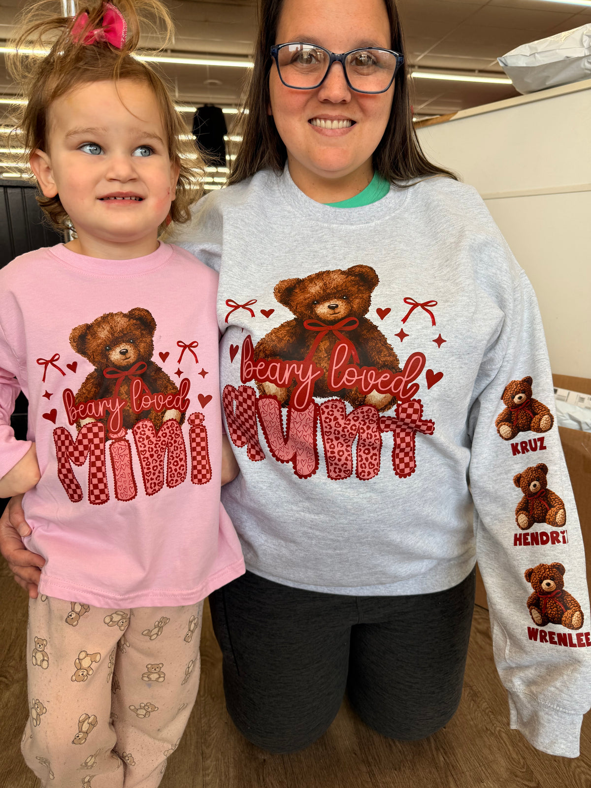 beary loved mini, aunt, mama or ANY name tee or sweatshirt (kid or adult)
