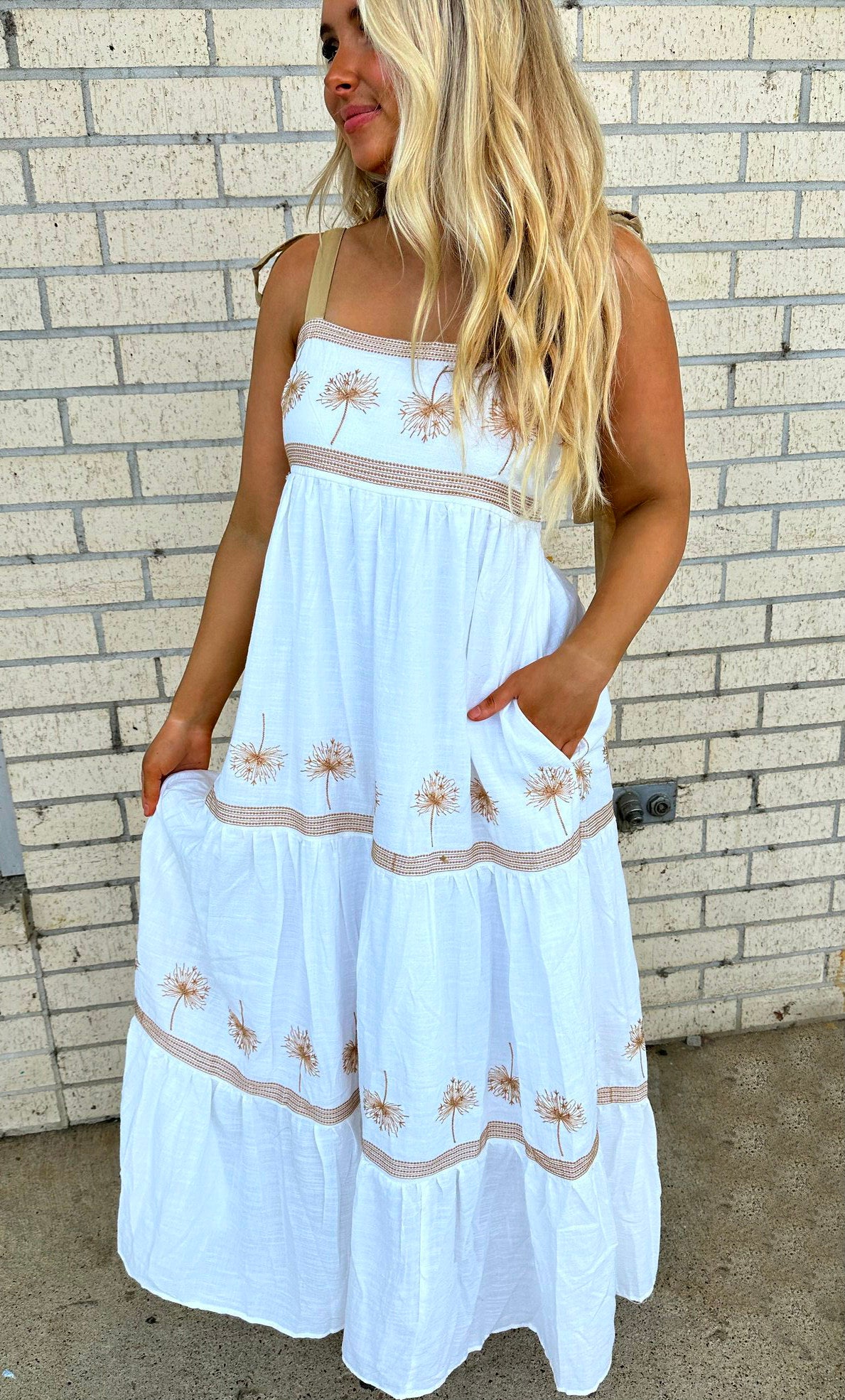 The Dandelion embroidered Maxi Dress