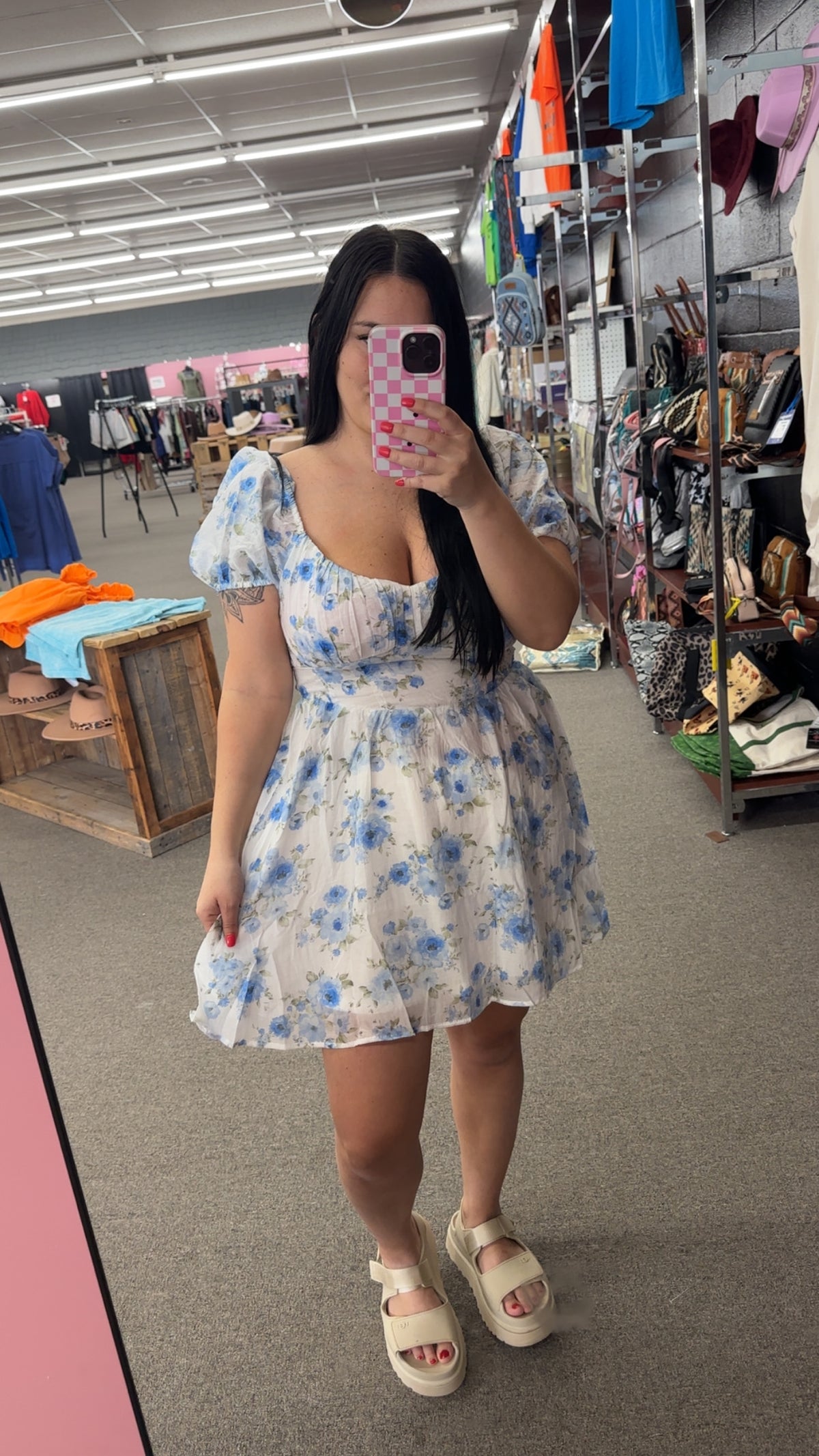 Floral Corset Detail Back Tie Mini Dress