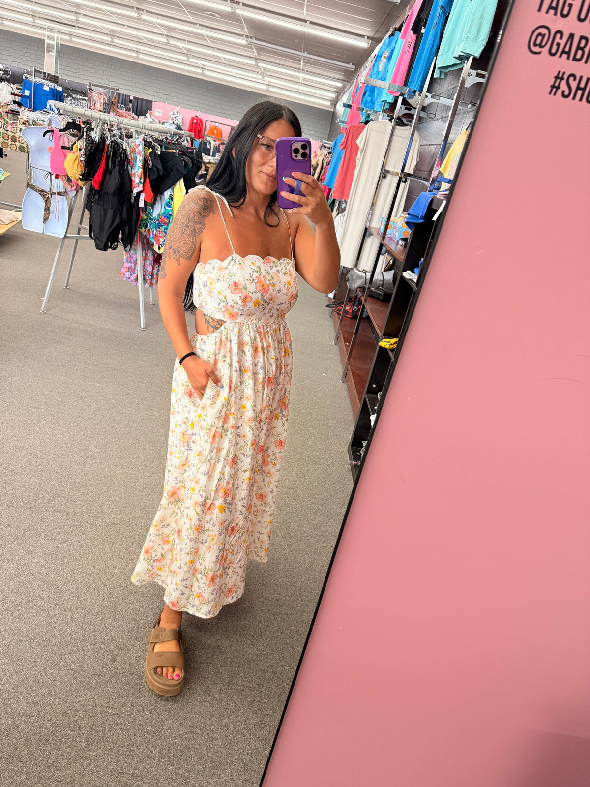 South Beach Floral Side Cut out Maxi Dress