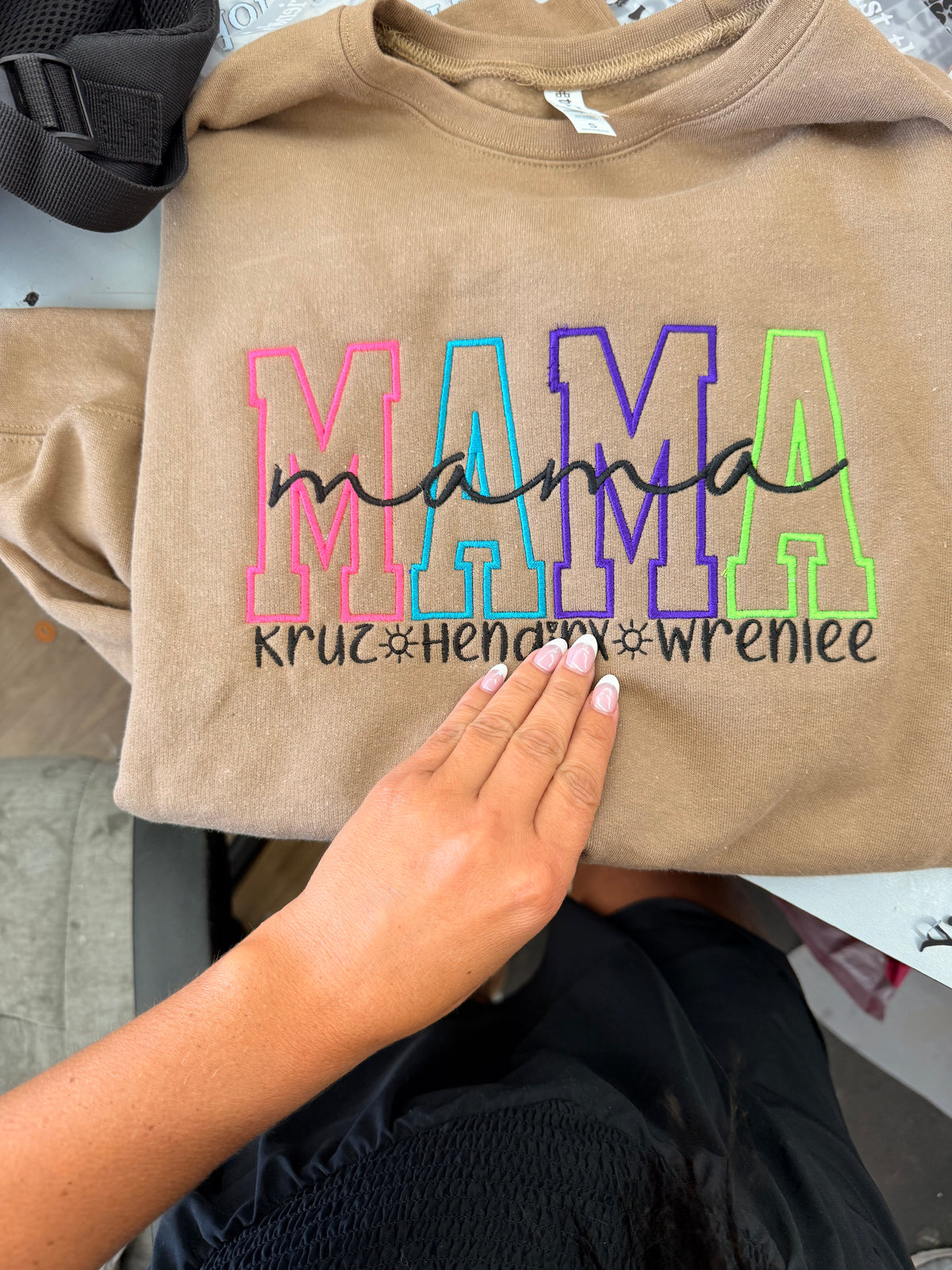 Mama, GIGI, AUNT ( OR ANY CUSTOM) tee or sweatshirt embroidery