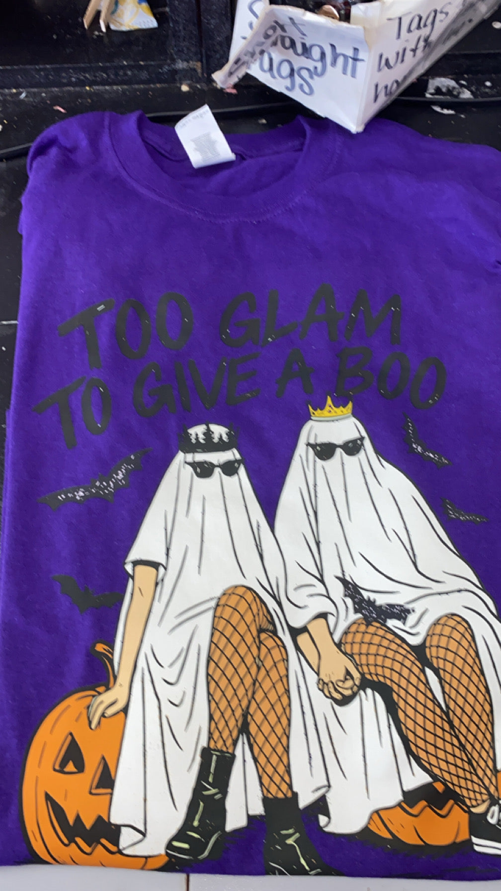 ghost too glam to give a BOO tee or sweatshirt