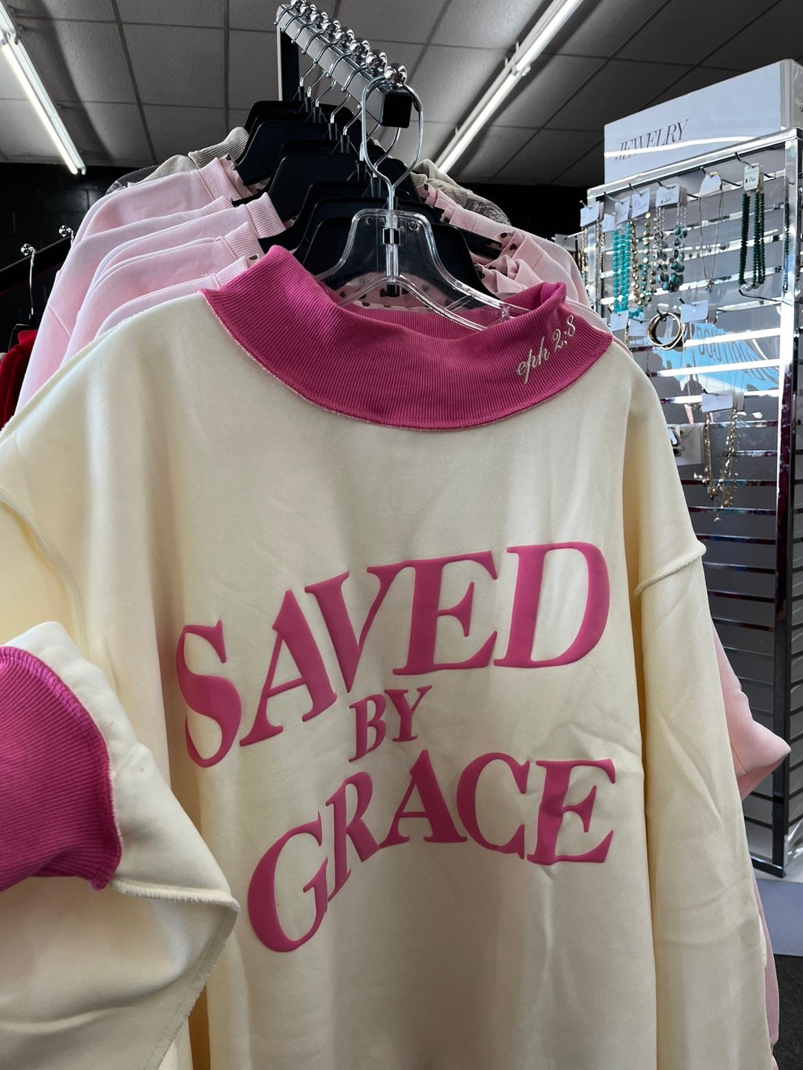 Saved by grace mock neck
