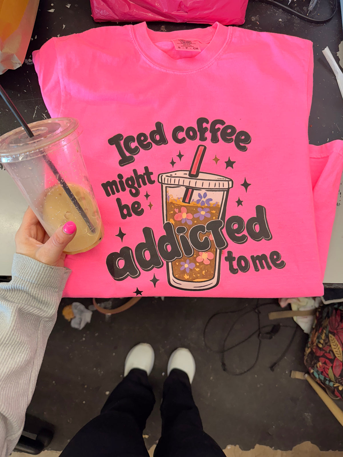 iced coffee might be addicted to me Tee or sweatshirt