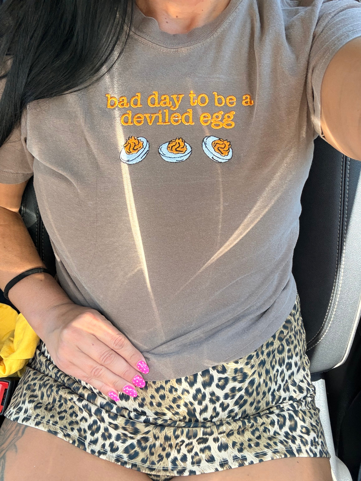 Bad day to be a deviled  egg  tee or sweatshirt embroidered