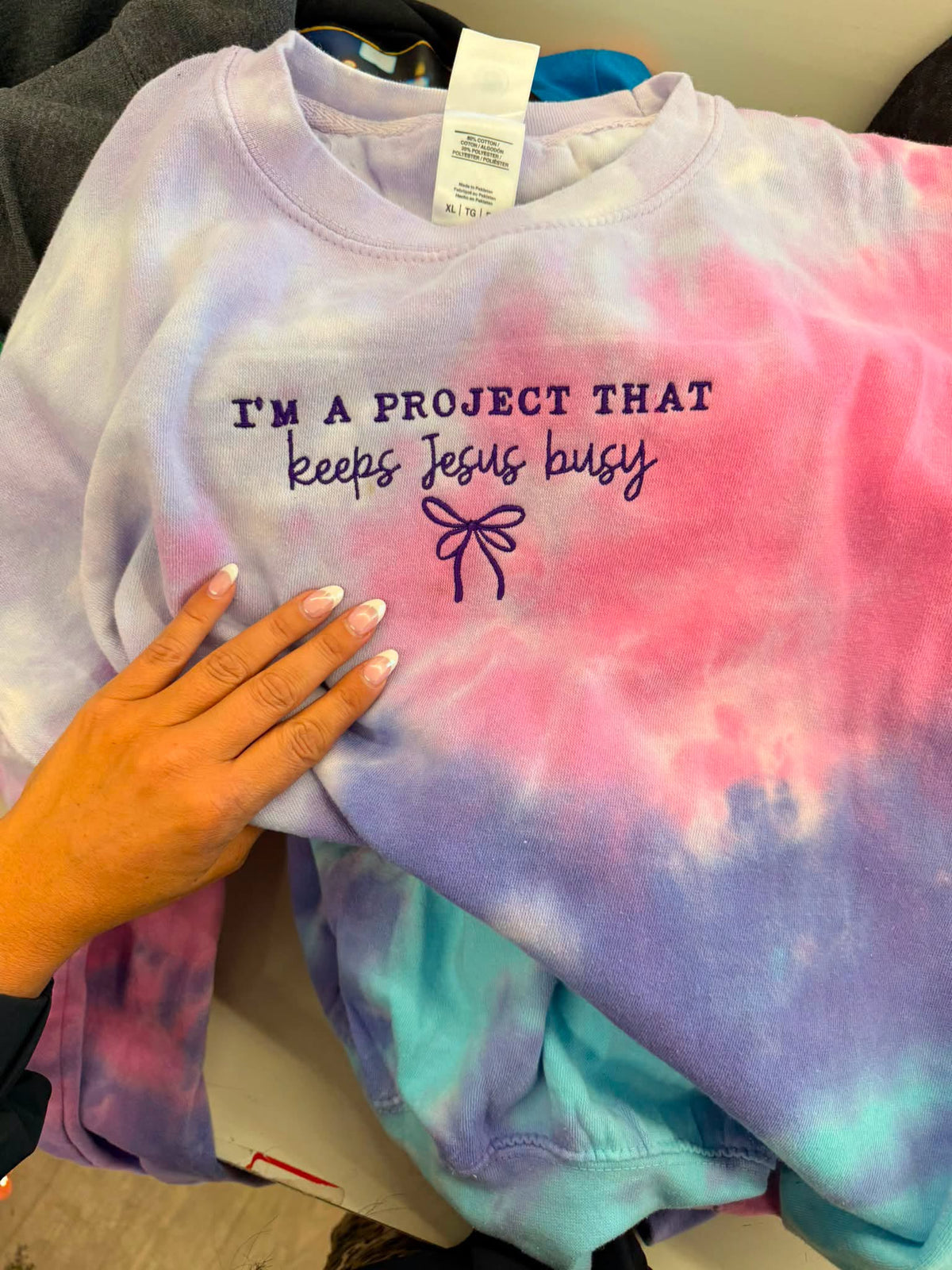 I'm a project that keeps Jesus busy tee or sweatshirt embroidered