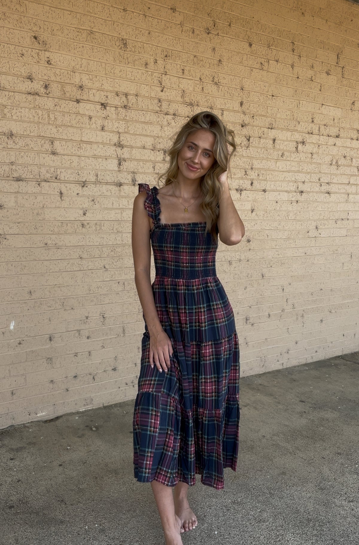 Fall blue plaid dress