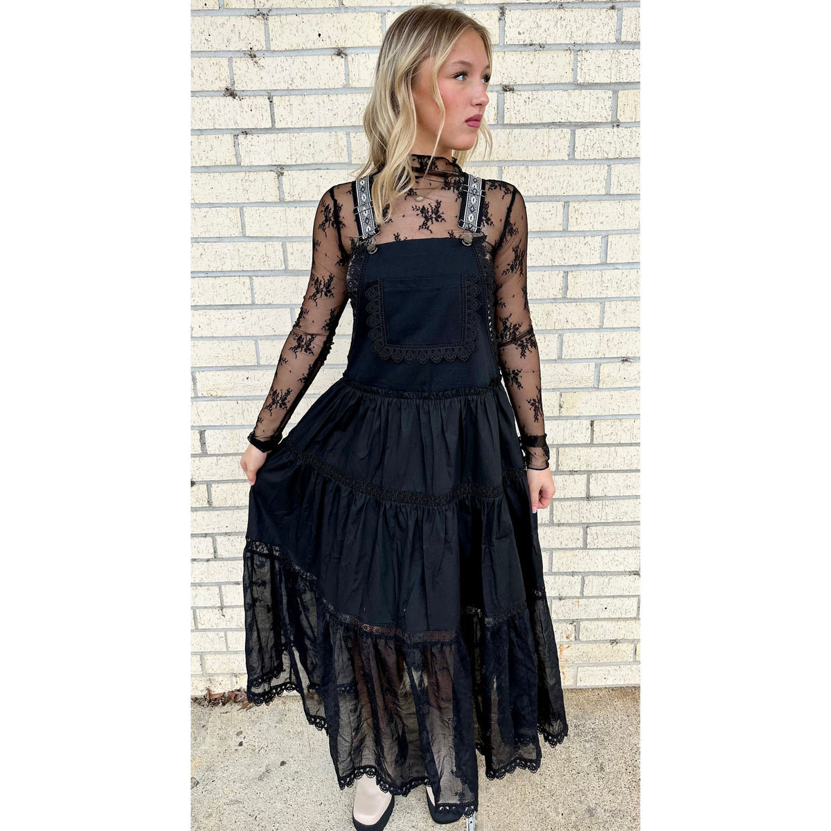 High Class Black Overall Dress Lace