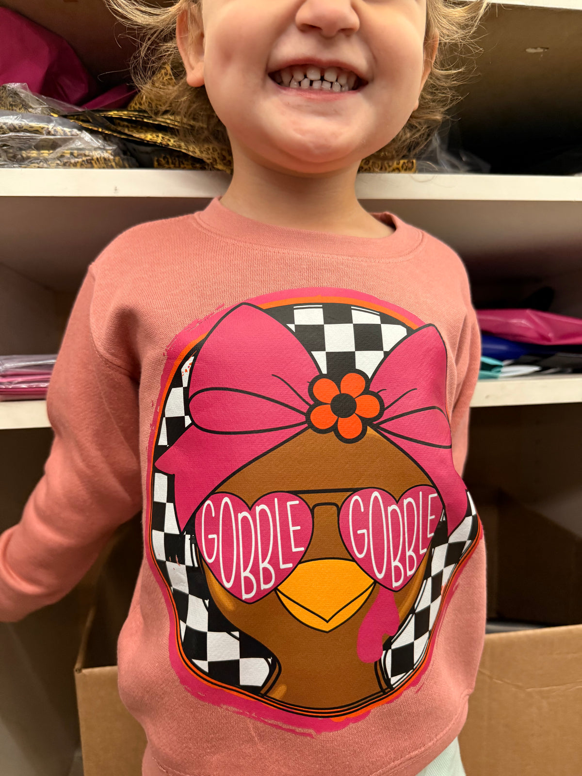Youth gobble turkey tee or sweatshirt (boy or girl version )
