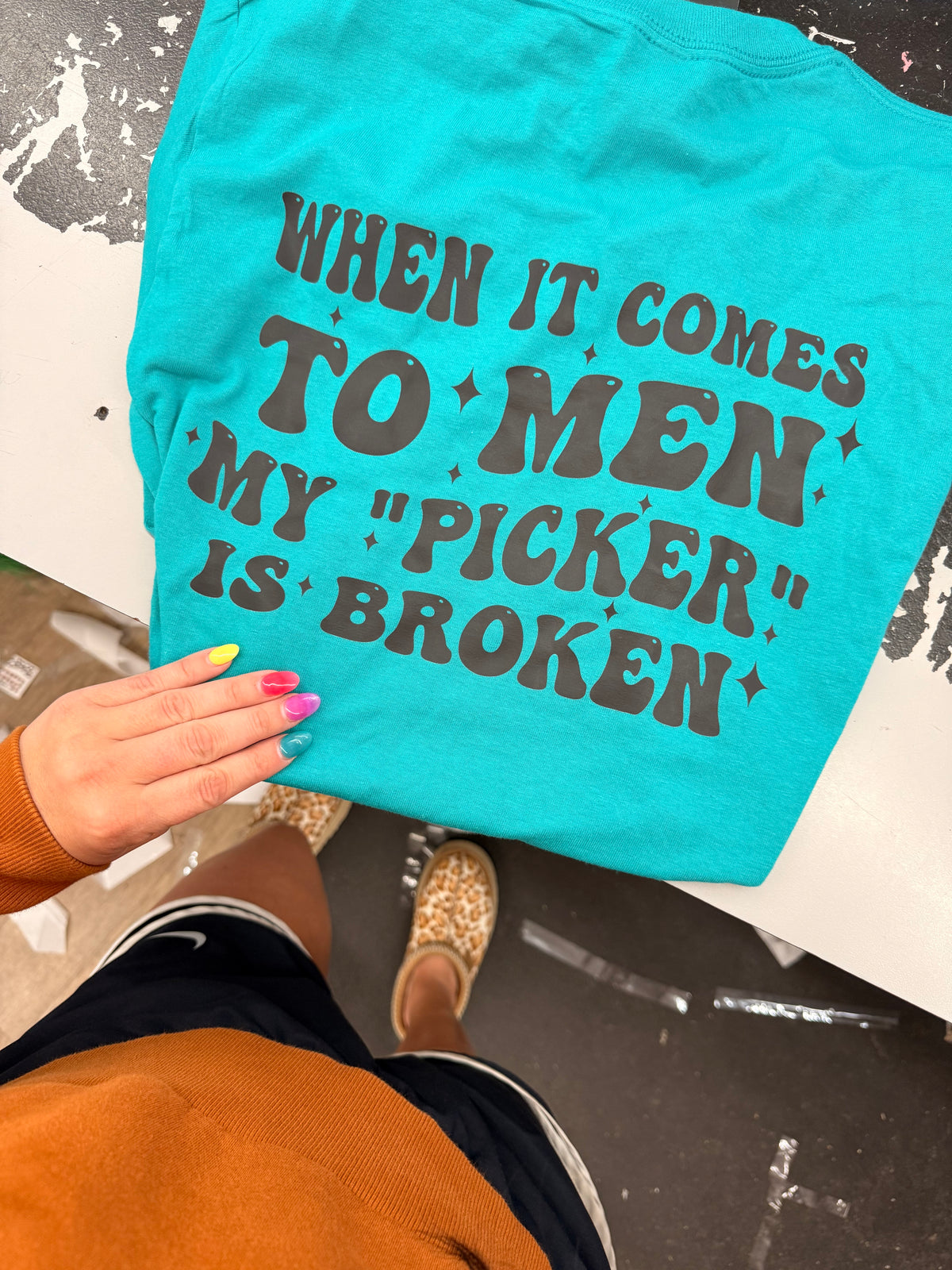 Bad picker in men tee or sweatshirt