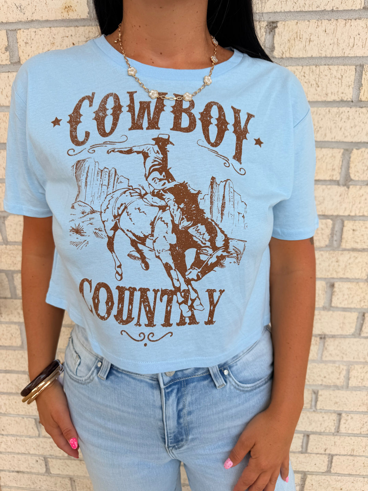 Cowboy Country Graphic Short Crop Top