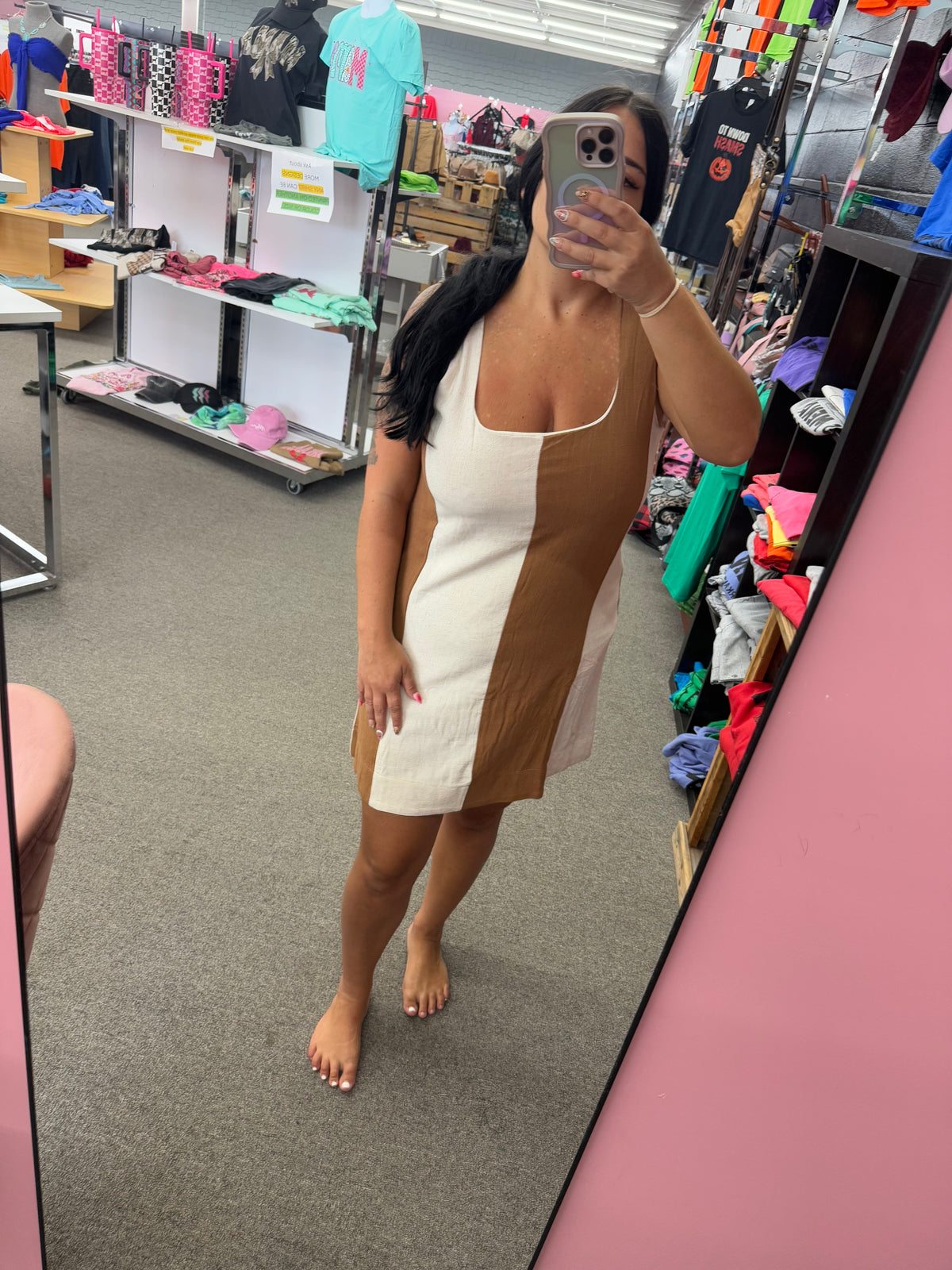 Denver Brown and White Stripe Dress