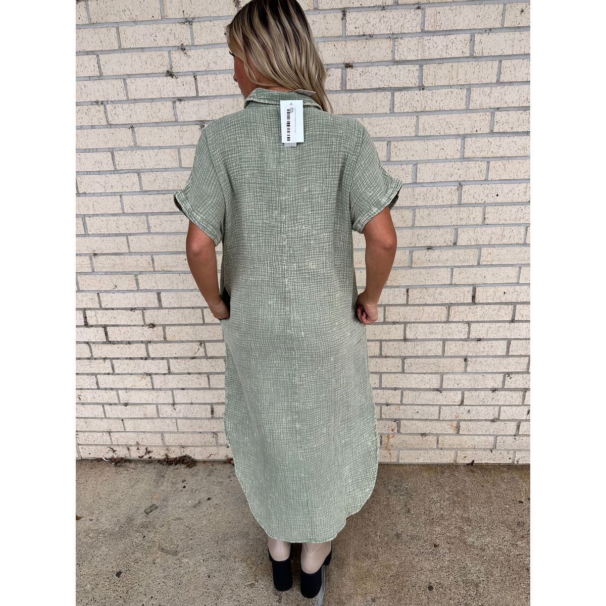 Mineral Wash Sage Flowy Maxi Dress