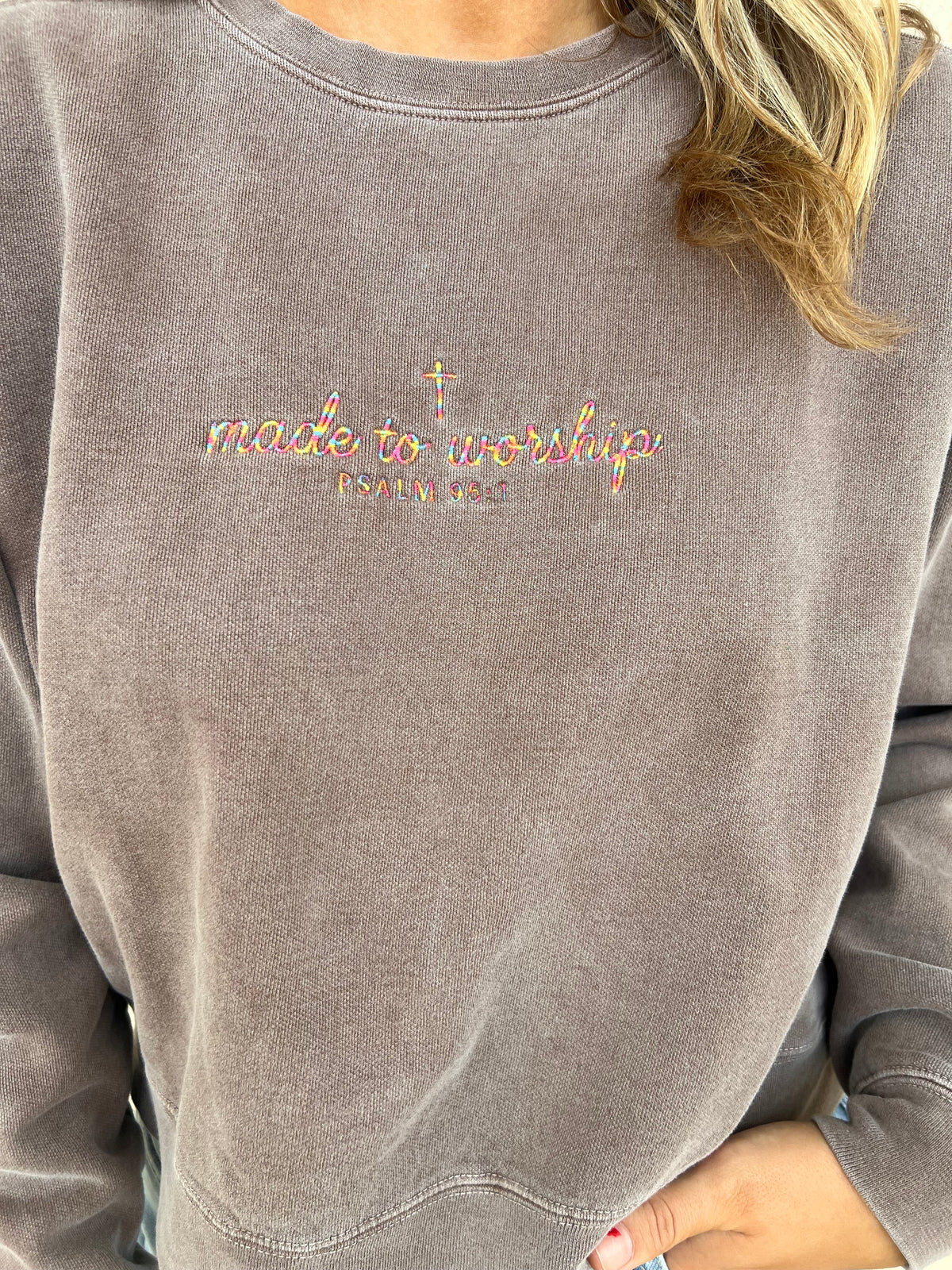 Made to Worship (crop or regular sweatshirt) embroidery