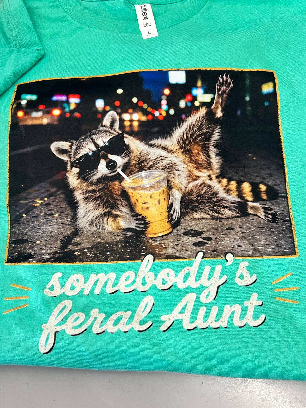 Feral aunt raccoon tee tank tee or sweatshirt