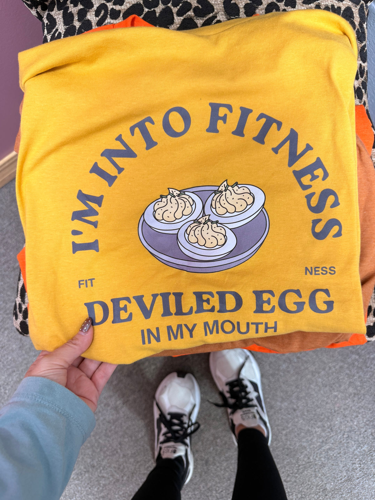 I’m into fitness deviled egg in my mouth tee or sweatshirt