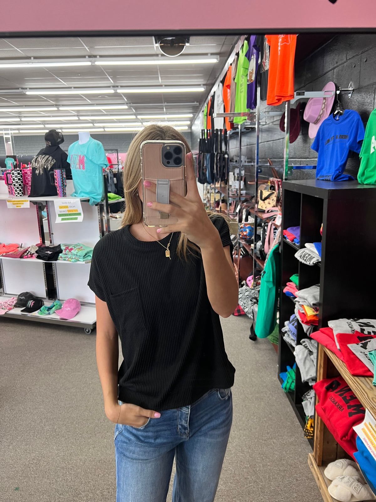Bevan black Ribbed Top