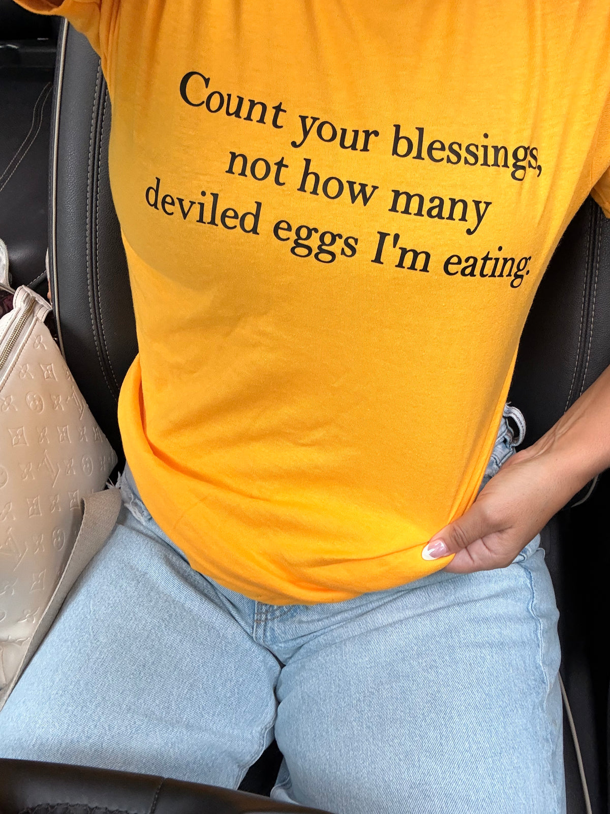 Count your blessings not how many deviled eggs I’m eating tee or sweatshirt