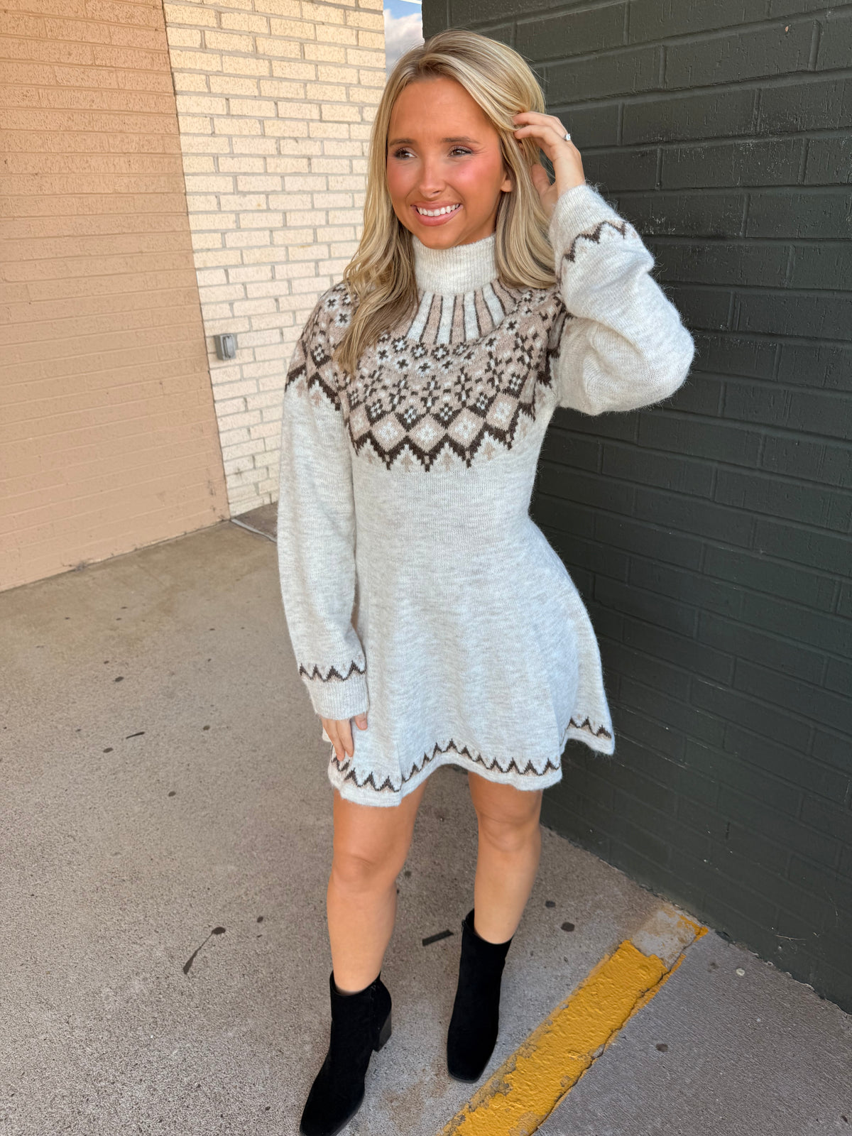 Festive ash sweater chic dress