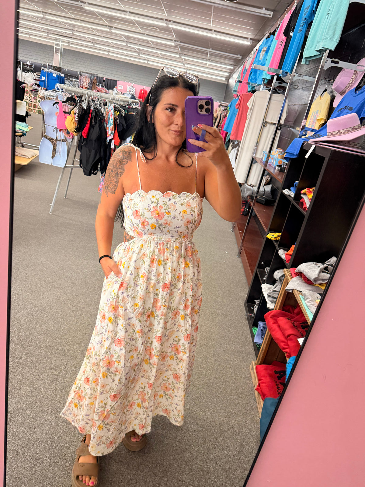 South Beach Floral Side Cut out Maxi Dress