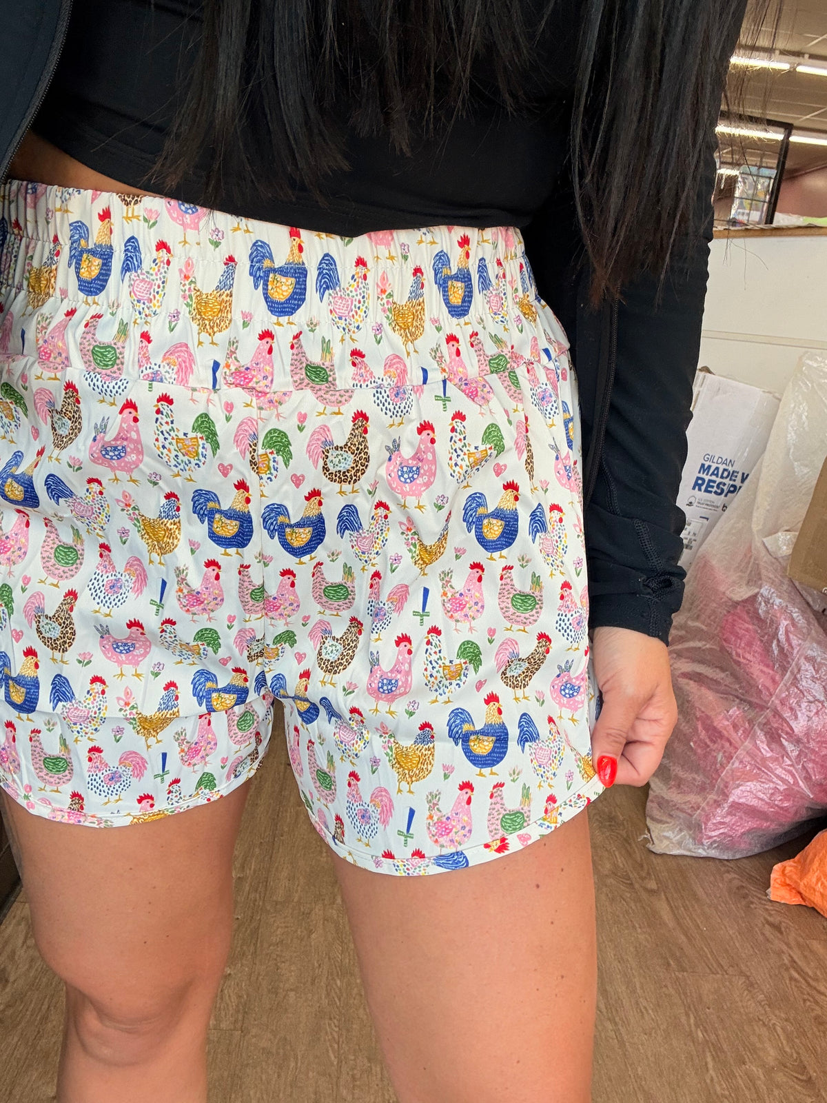 Chicken print shorts
