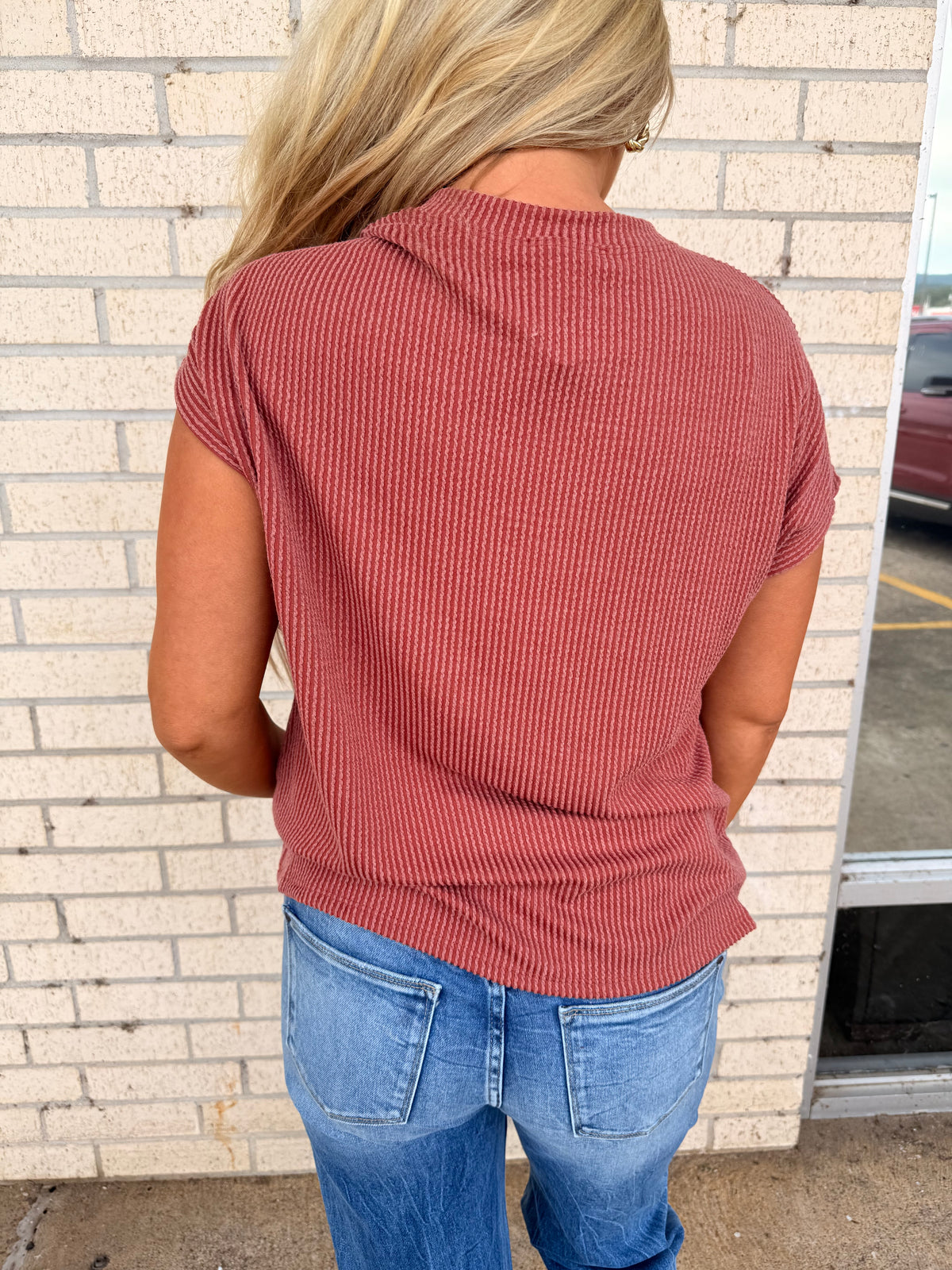Rachel Rust Ribbed Top