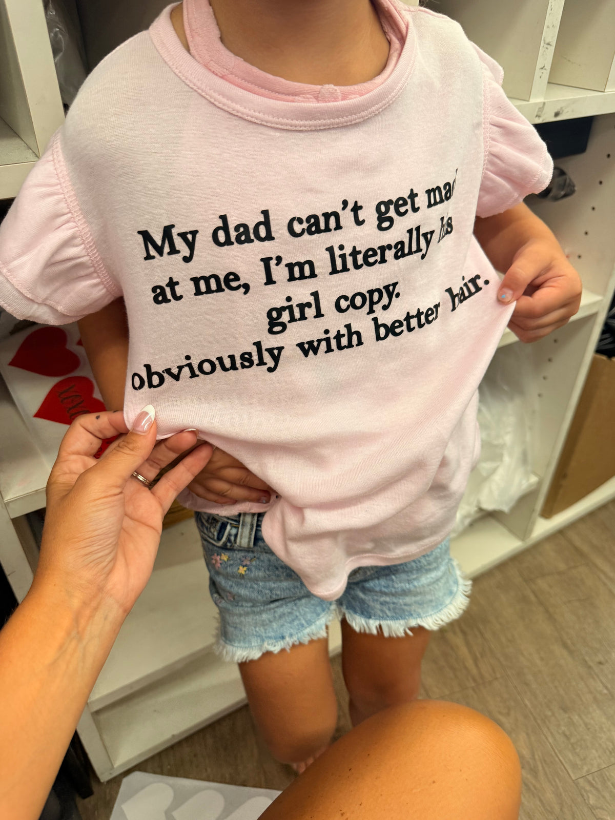 My dad can’t get mad at me tee or sweatshirt (kid or adult)