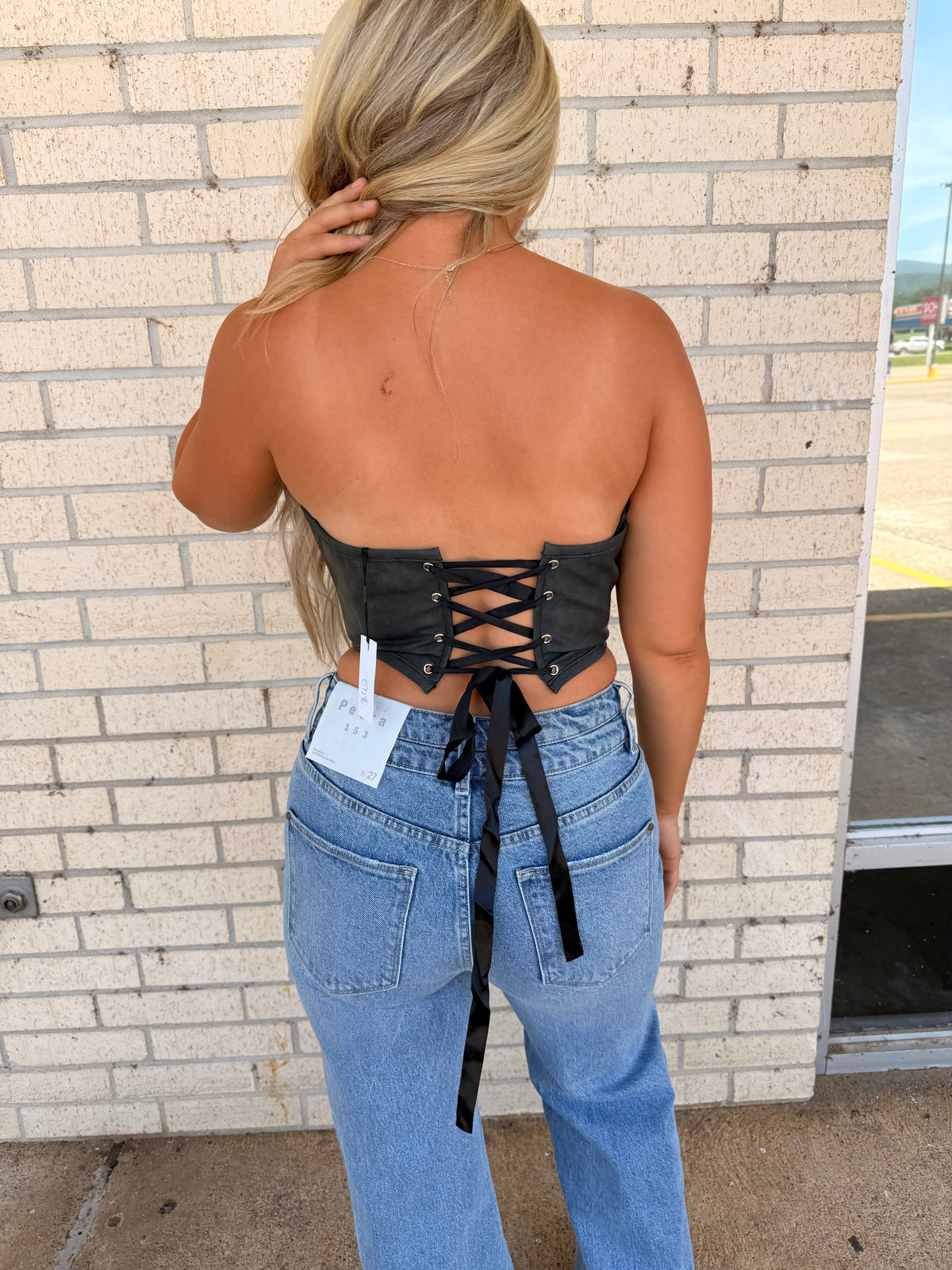 Bevan Black Western Top with chain belt