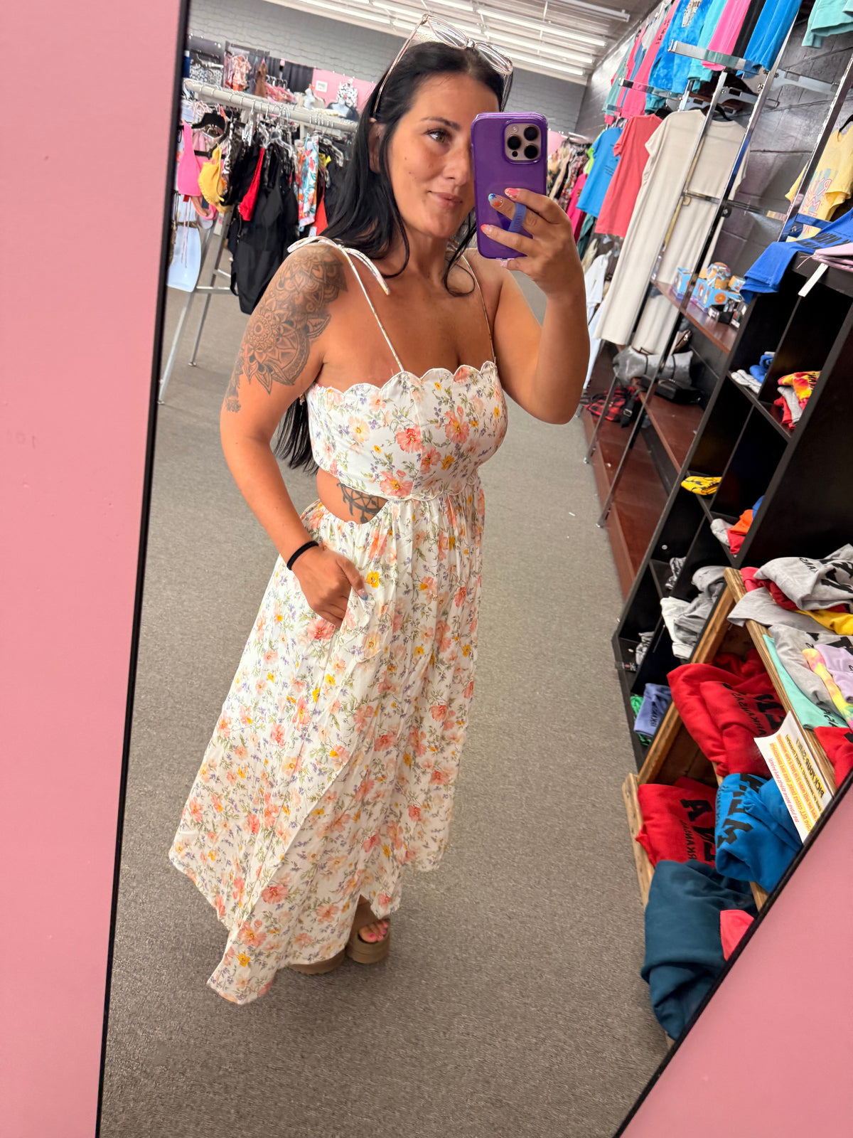 South Beach Floral Side Cut out Maxi Dress