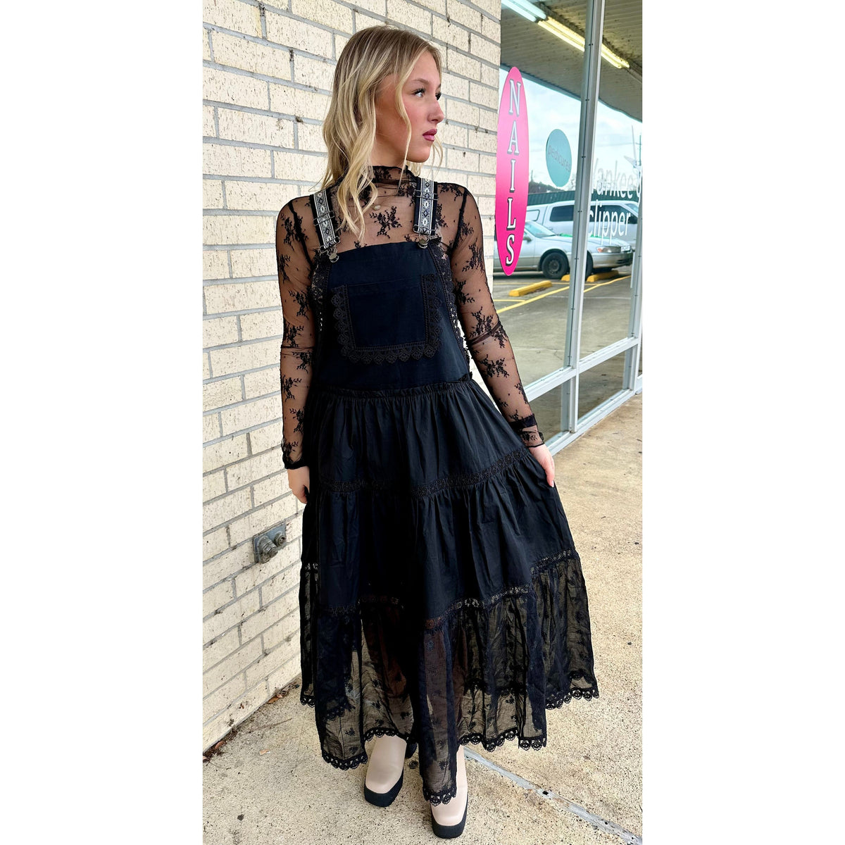 High Class Black Overall Dress Lace