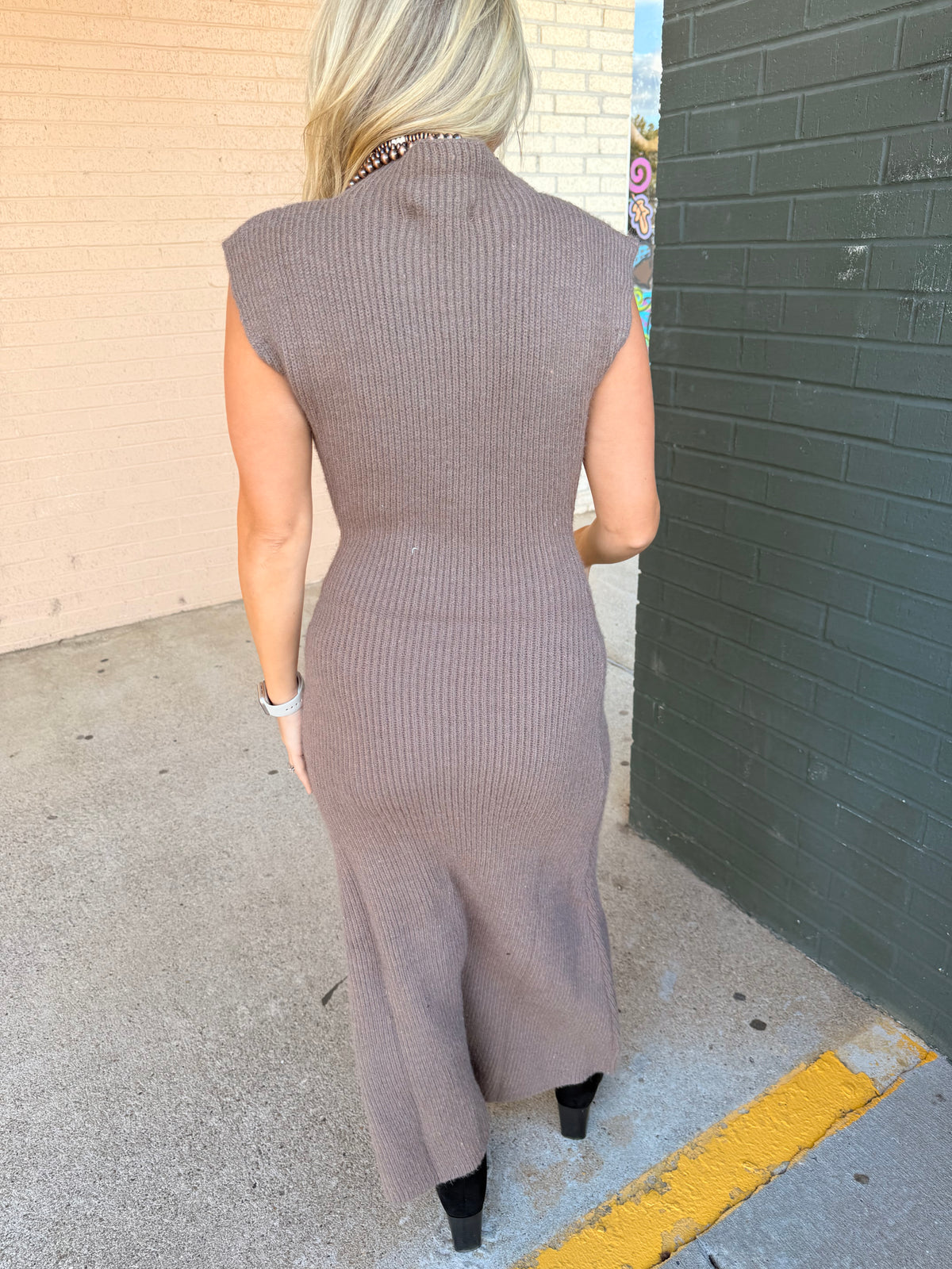 Fall in love chic tan bodycon maxi dress