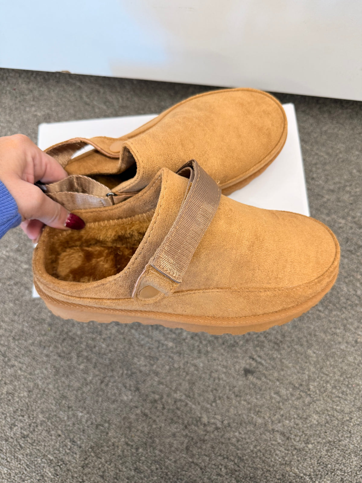 Fur lined Tan Clogs