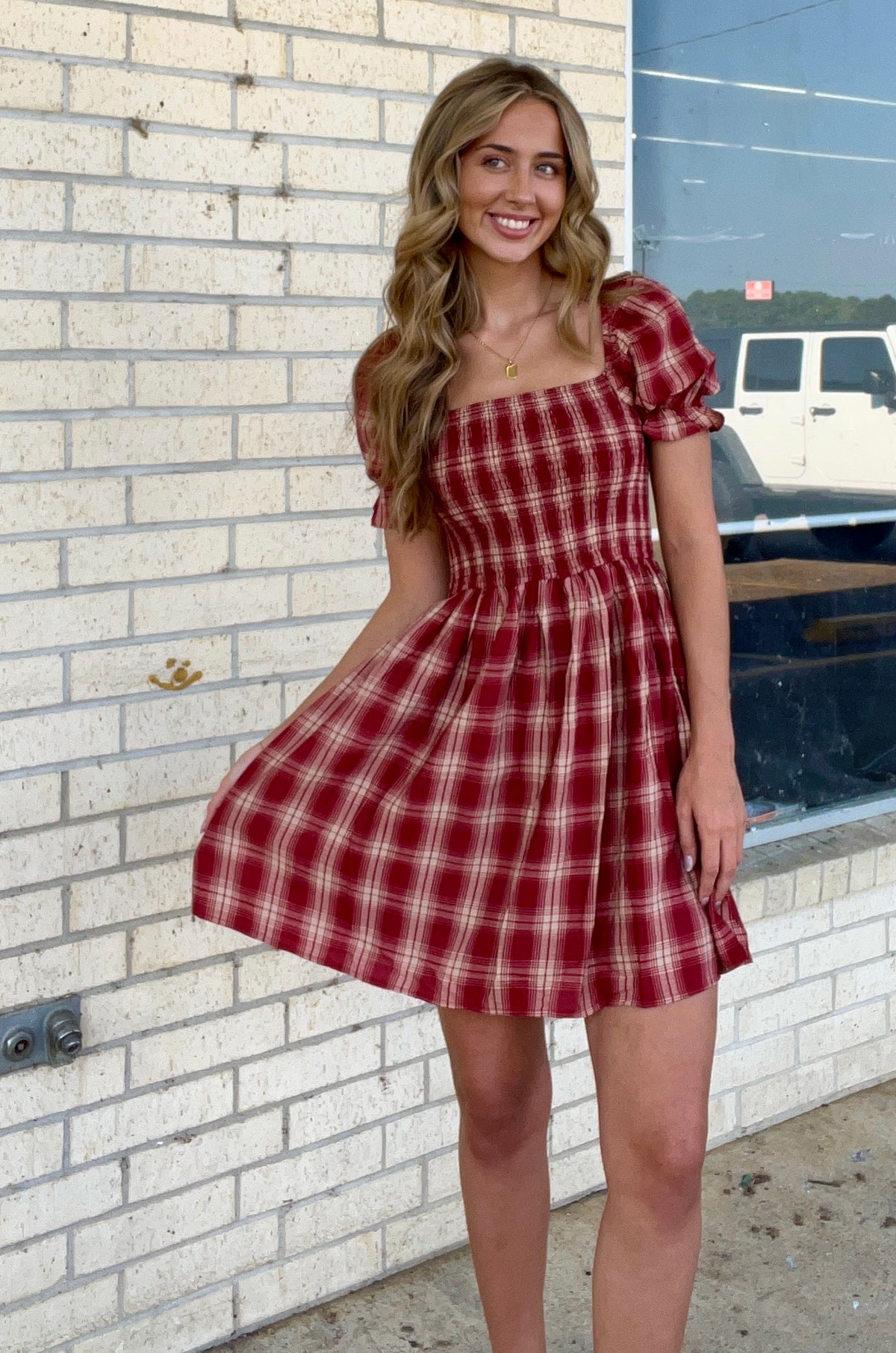 Rachel Red and Tan Plaid Dress
