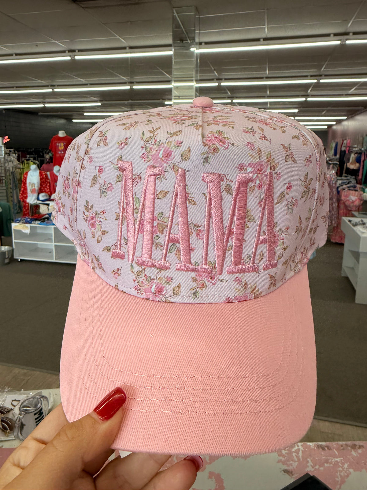 Mama floral ( pink or blue) hat