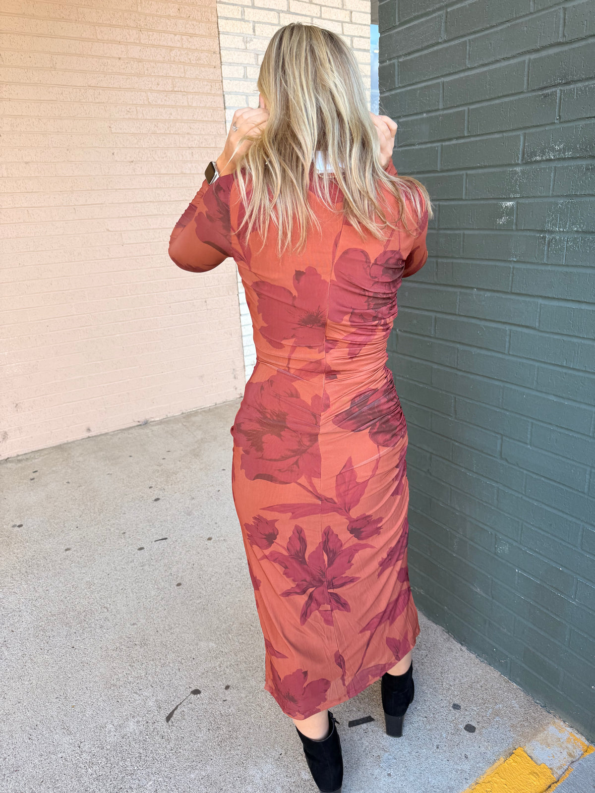 Gilmore floral rust fall dress