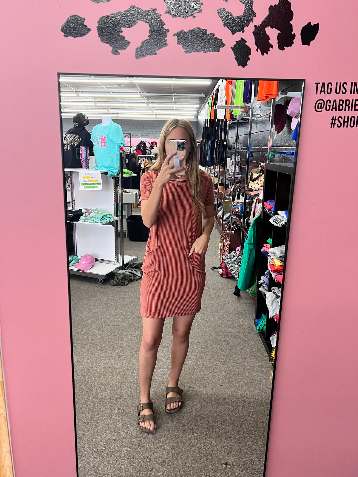 Fall Rust ribbed Pocket Dress