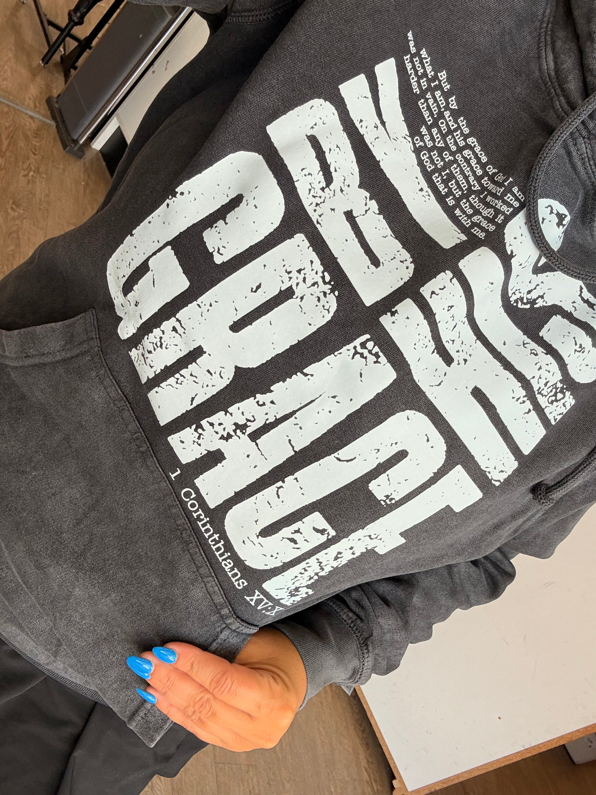 Saved by grace mineral wash hoodie