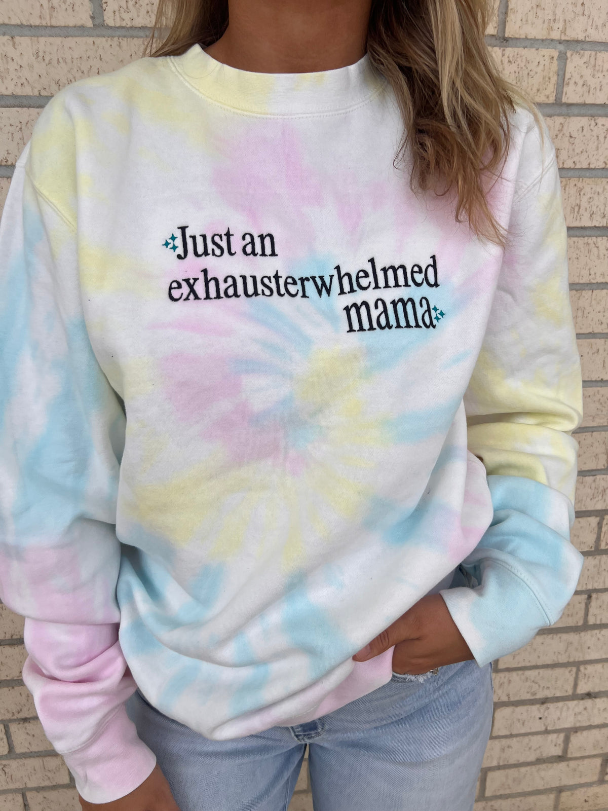 Exhausterwhelmed mama or sweatshirt embroidered