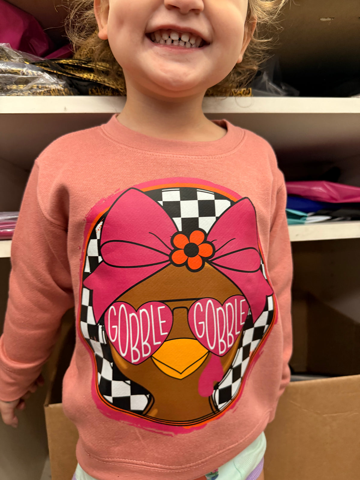 Youth gobble turkey tee or sweatshirt (boy or girl version )