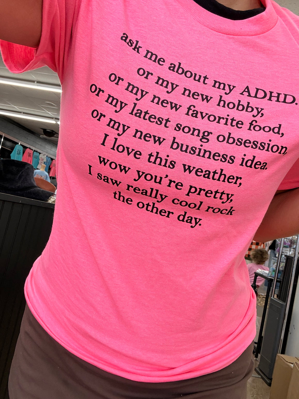 ask me about my adhd tank, tee or sweatshirt