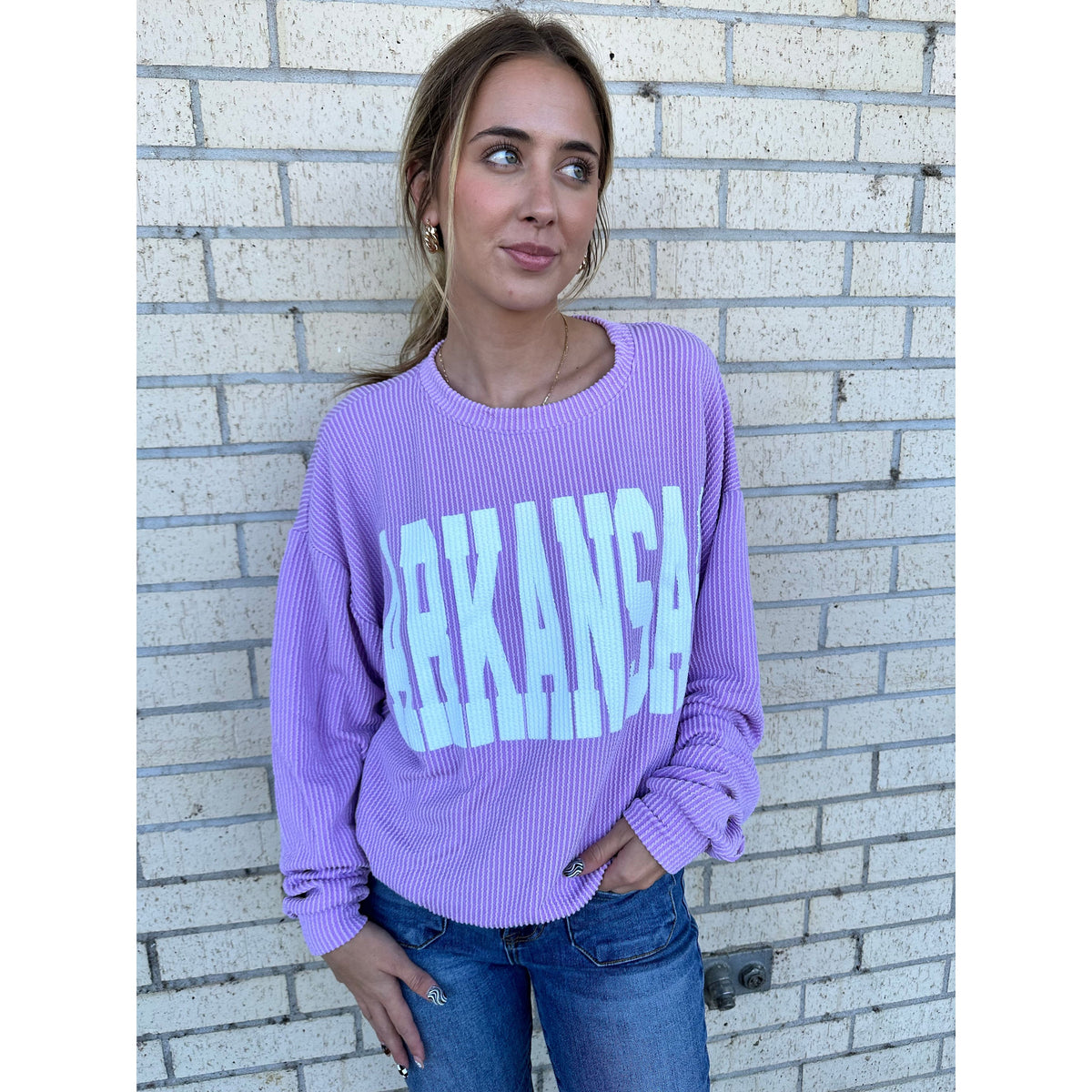 Arkansas Neon Lilac Corded Sweater