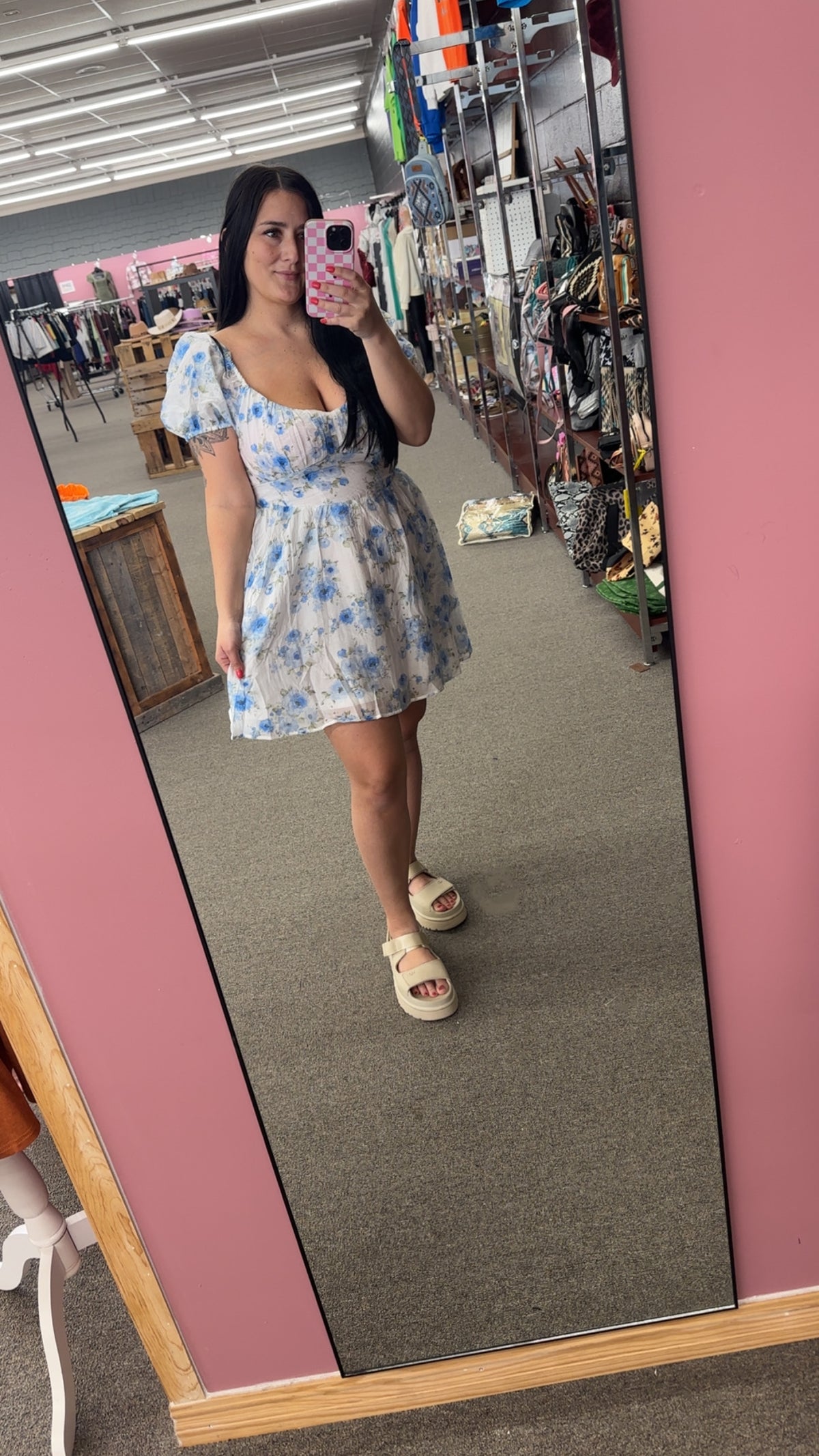 Floral Corset Detail Back Tie Mini Dress